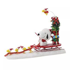 Department 56 Possible Dreams Peanuts Santa Snoopy and Sleigh Group Effort NIB